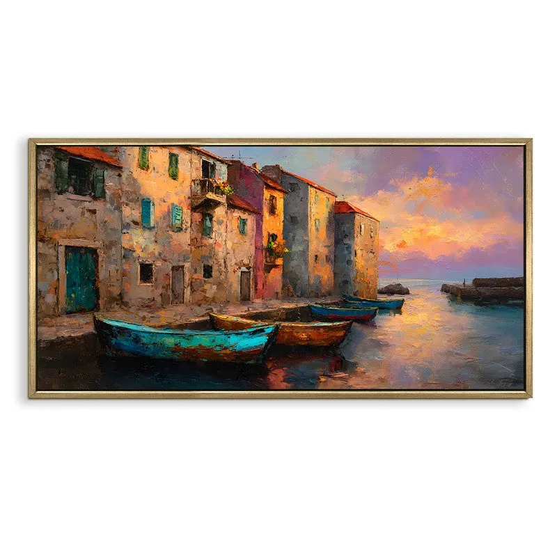 Painted Harbor Canvas Wall Painting With Frame media 3