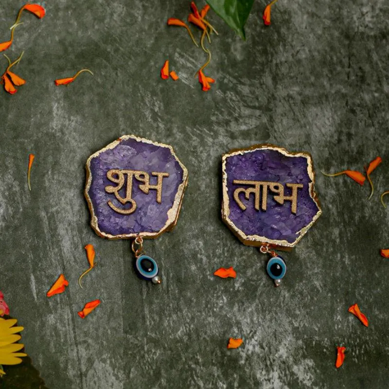 Shub Labh Agate Wall Accents (Purple) - Set Of Two media 1