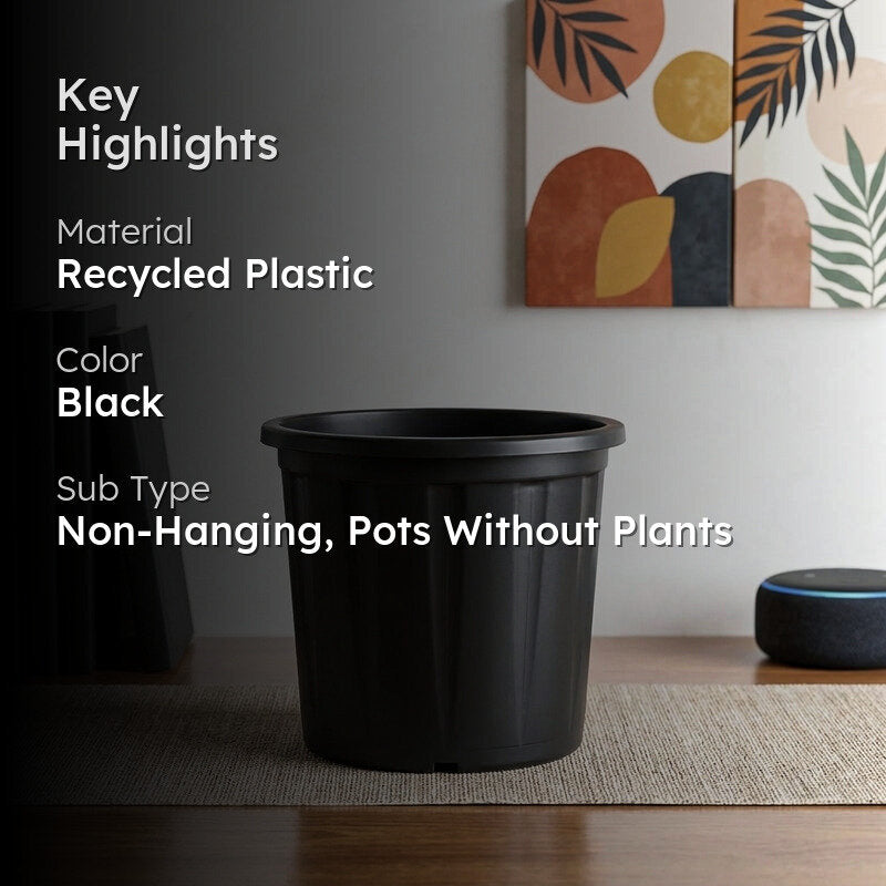 Ugaoo UV Treated Black Plastic Pot (30 CM) - Set Of Twelve media 2