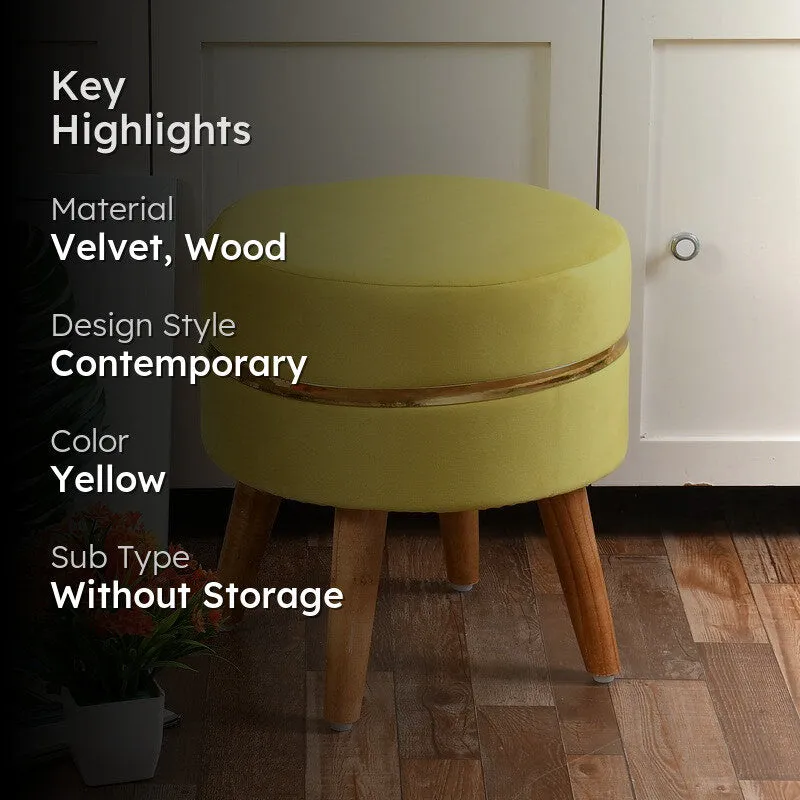 Classic Solid Velvet Ottoman - Yellow media 2