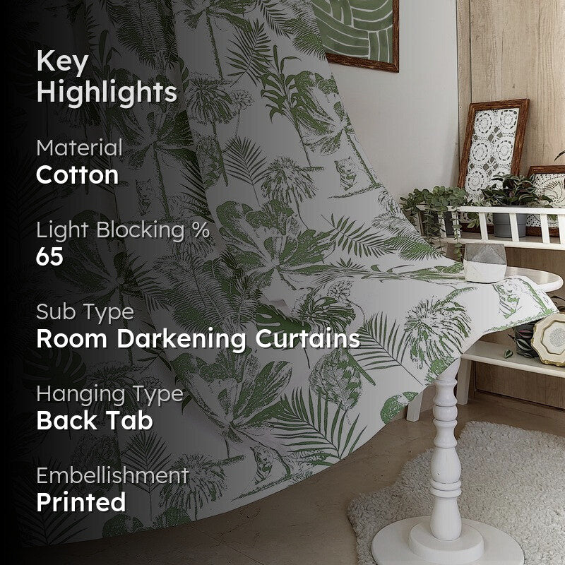 Tranquebar Home Nature Grove Cotton Curtains(Green) - Set Of Two media 2