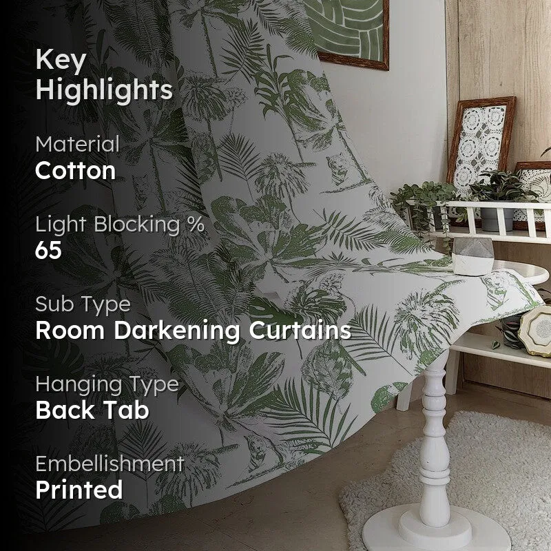 Tranquebar Home Nature Grove Cotton Curtains(Green) - Set Of Two media 2