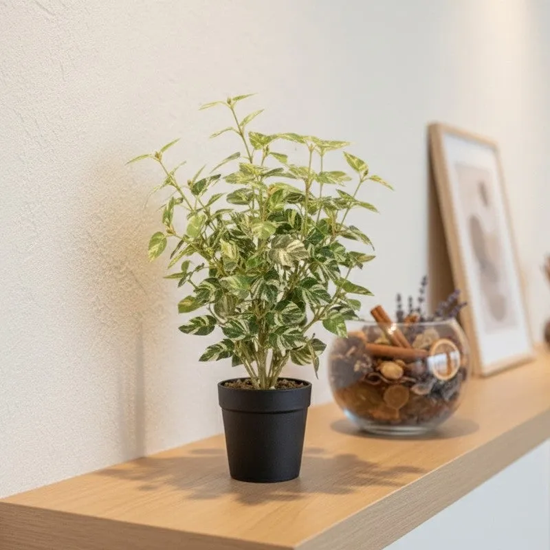 Artificial Natural Looking Pothos Big Plant With Black Fiber Pot (White) - 1.4 Feet media 5