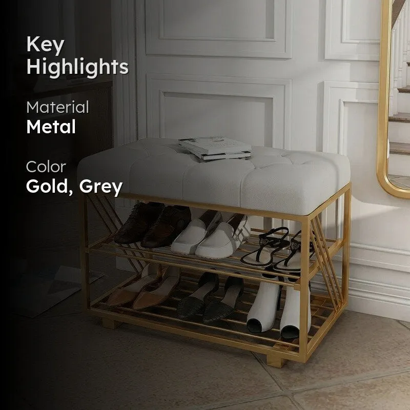 Compact Metal Shoe Rack - Gold,Grey media 2