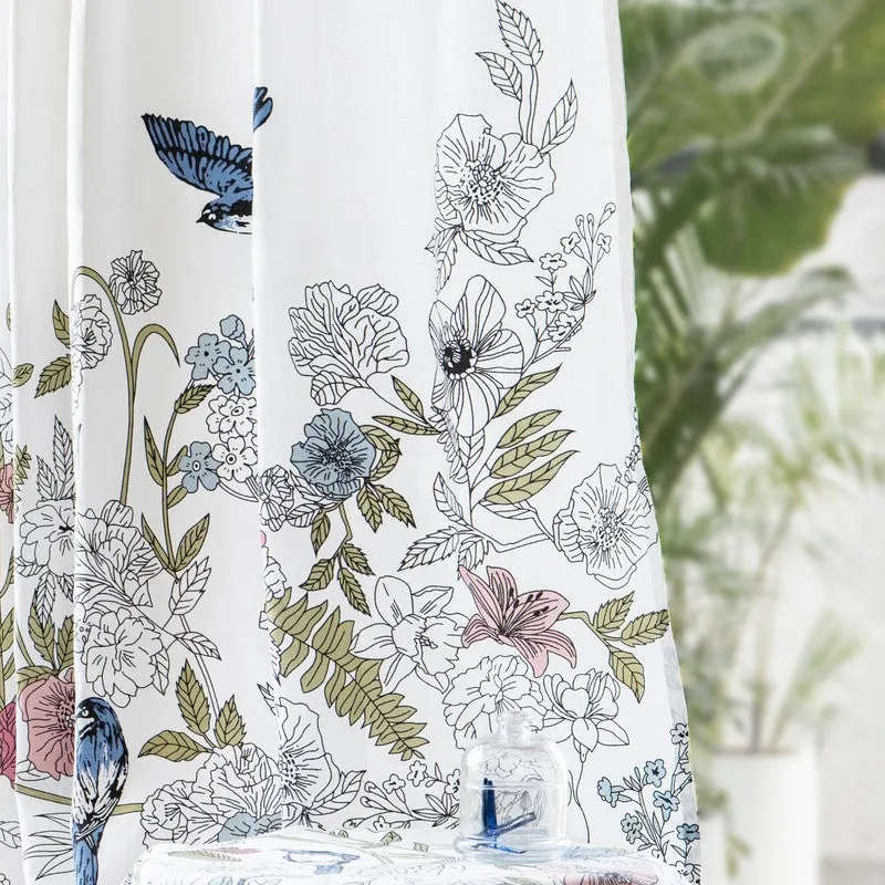 Tranquebar Home Forest Canopy Cotton Curtains(Blue) - Set Of Two media 1