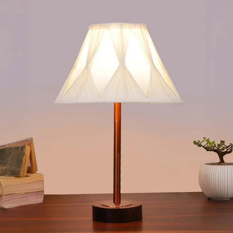 Pleatra Pinch Rodin Wooden Table Lamp - Ivory,Copper,Brown media 2