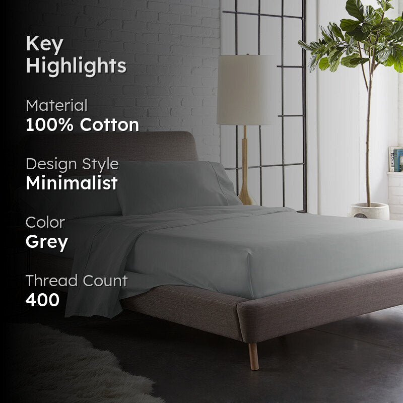 Maison Cotton Duvet Cover (Light Grey) - 400 TC media 2