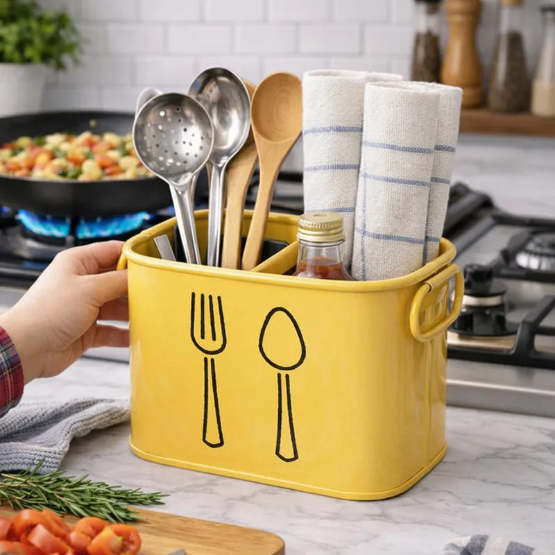 KitchenPro Rust-Free Cutlery Stand - Yellow media 1