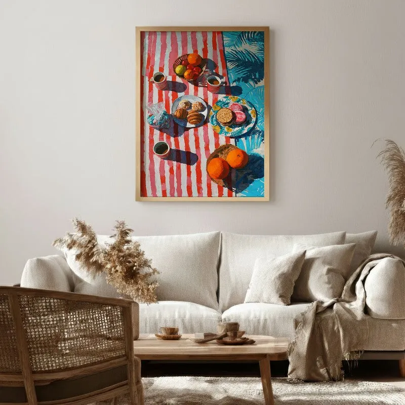 Harbor Brunch Canvas Wall Painting - Brown Frame media 1