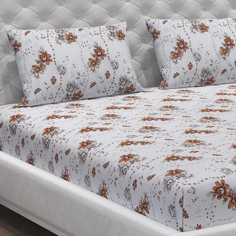 Monte Carlo Petal Matrix Cotton Bedsheet (White,Brown) - 104 TC media 5