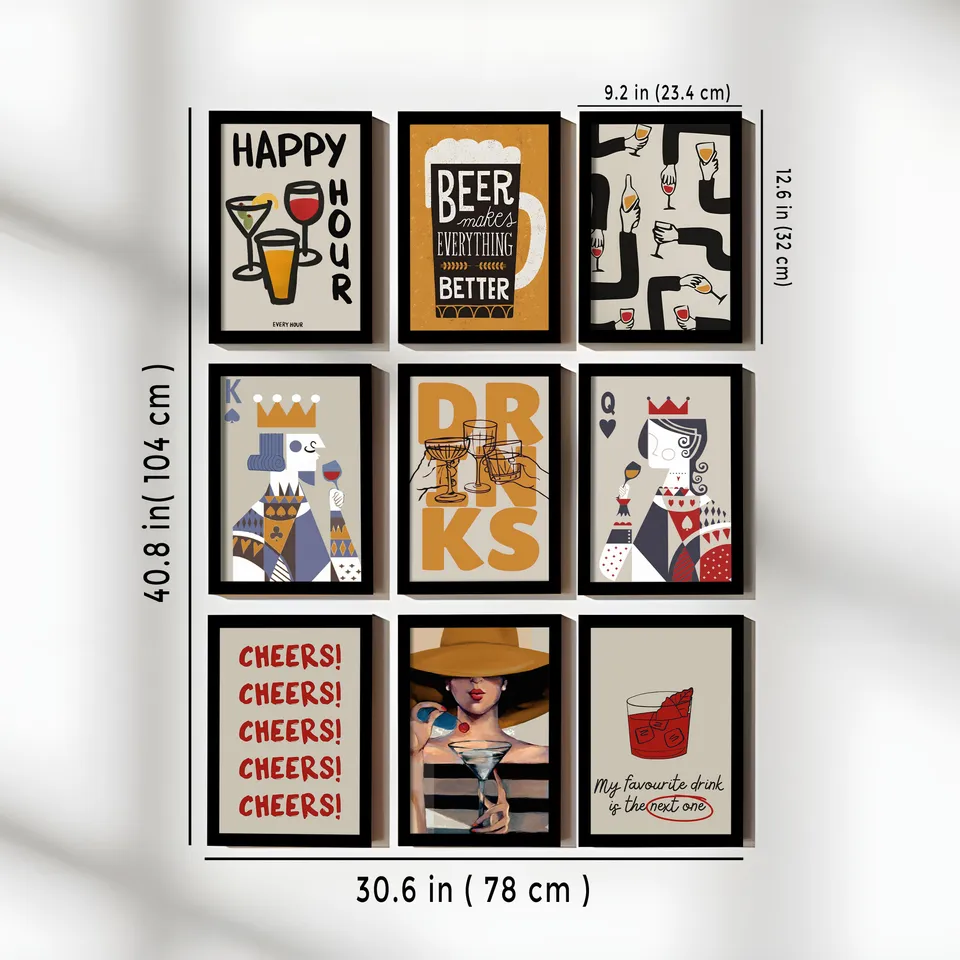 Party Wall Painting With Frame - Set Of Nine media 3