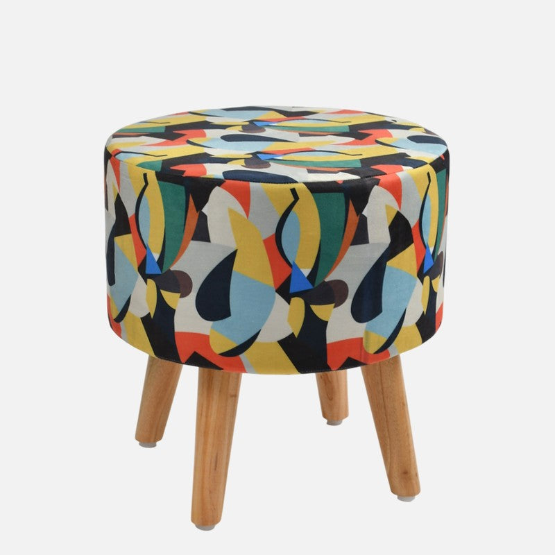 Colorway Abstract Print Multicolor Engineered Wood Ottomans - Set Of Two media 4