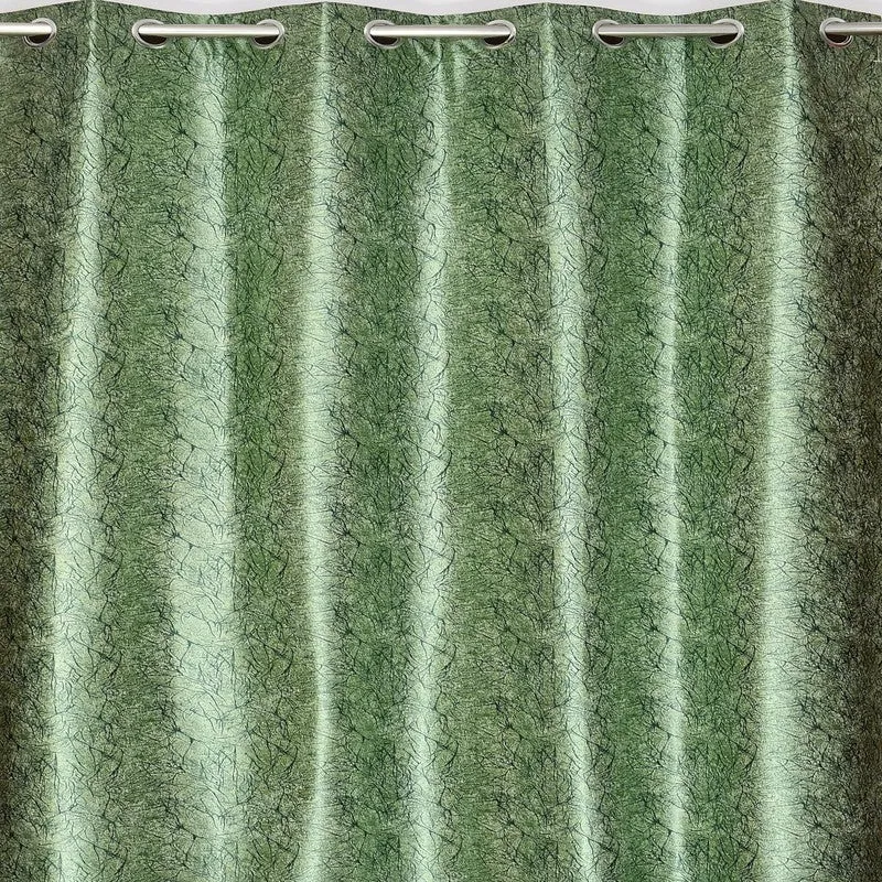 SoftFall Printed Curtains (Green) - Set Of Two media 4
