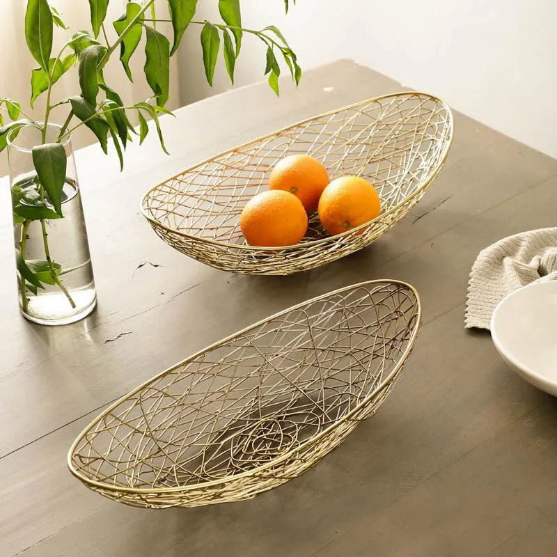 Luciana Fruit Basket (Gold) - Set Of Two media 1