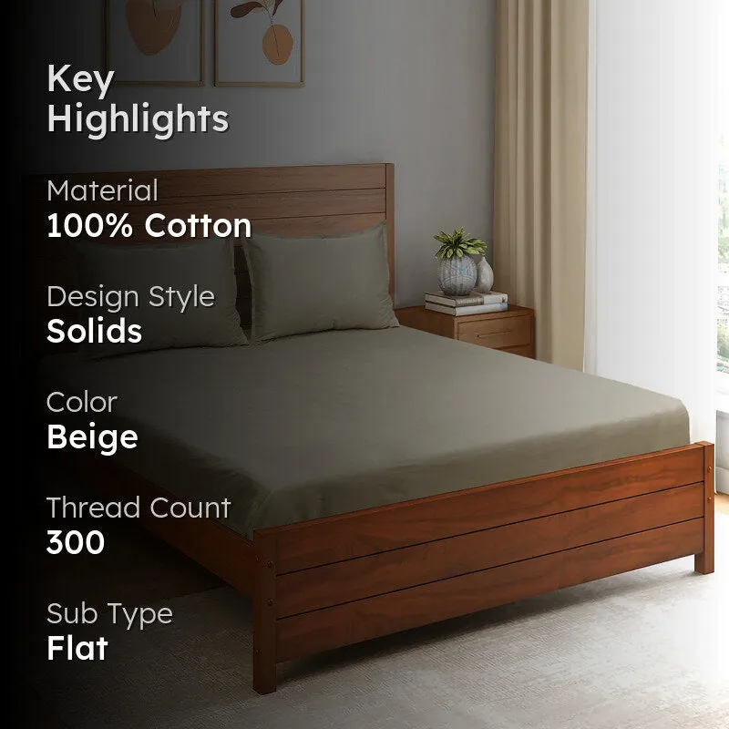 Saral Home Subtle Solid Cotton Bedsheet (Beige) - 300 TC media 2