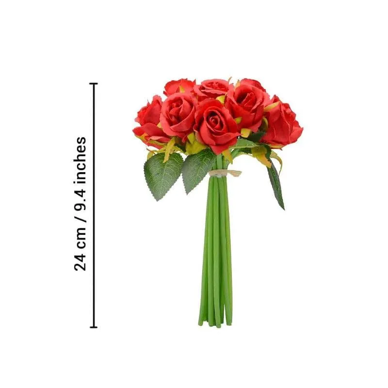 Faux Polyantha Rose Bunch (Red) - Set Of Twelve media 5