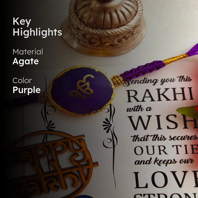 Ik Onkar Purple Agate Rakhi Gift Set media 2