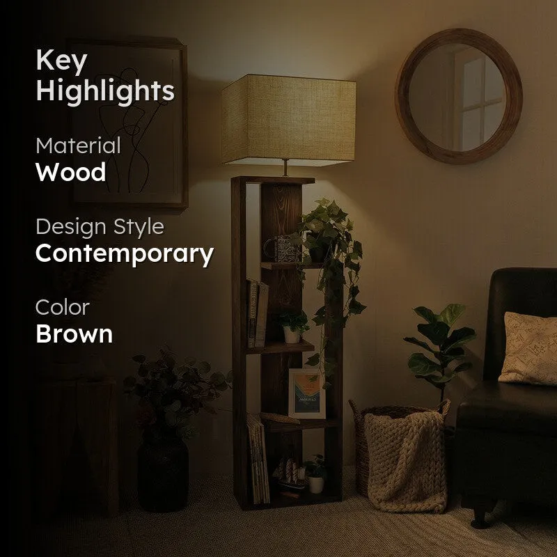 BareGlow Wooden Floor Lamp - Brown media 2