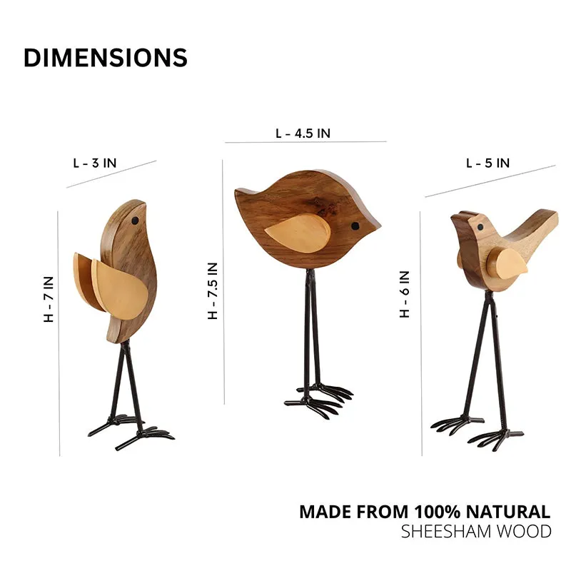 Avian Family Sheesham Wood Showpiece - Set Of Three media 8
