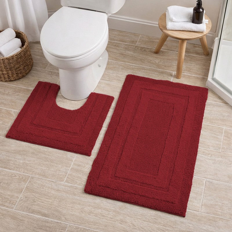Aqualoom Anti skid Bath Mat (Red) - Set Of Two media 3