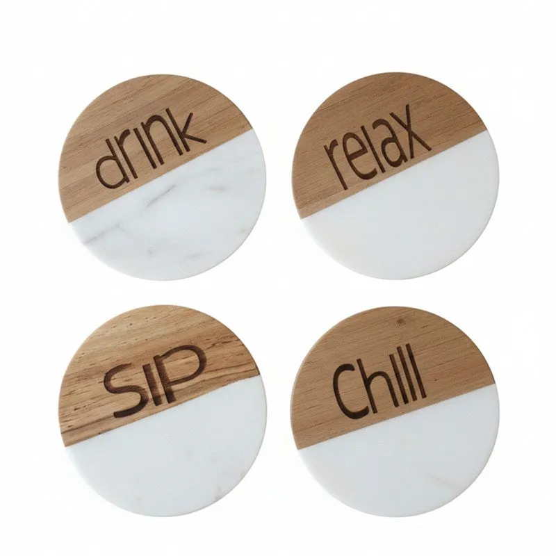 Bronze Drift Engraved Marble Coasters - Set Of Four media 3
