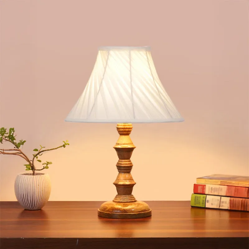 Twistra I Timber Wooden Table Lamp - Ivory,Brown media 2