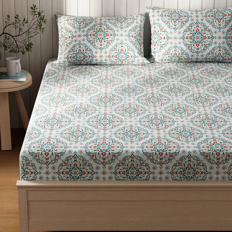 Lopez Cotton Bedsheet (Blue, Pink) - 120 TC media 3