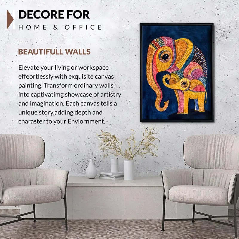 Gond Elephant Canvas wall Painting With Wooden Frame media 6
