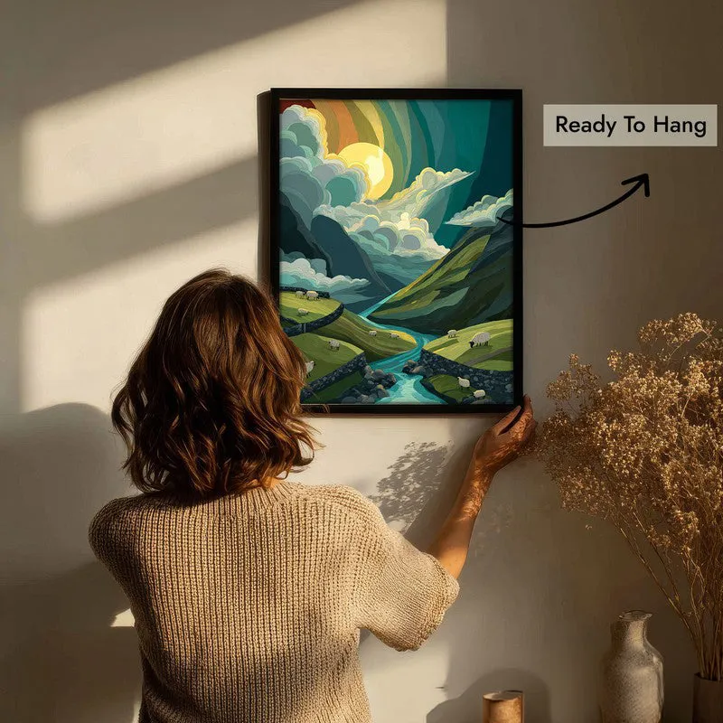 Emerald Valley Canvas Wall Painting - Black Frame media 7