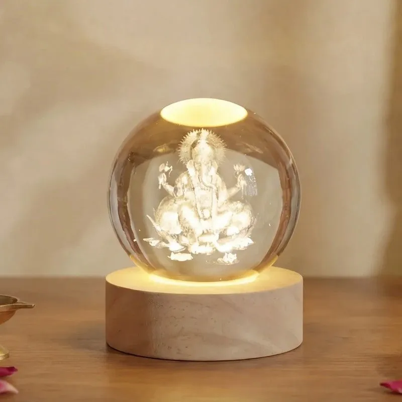 Divine Ganesha Glass Ball Table Lamp media 6
