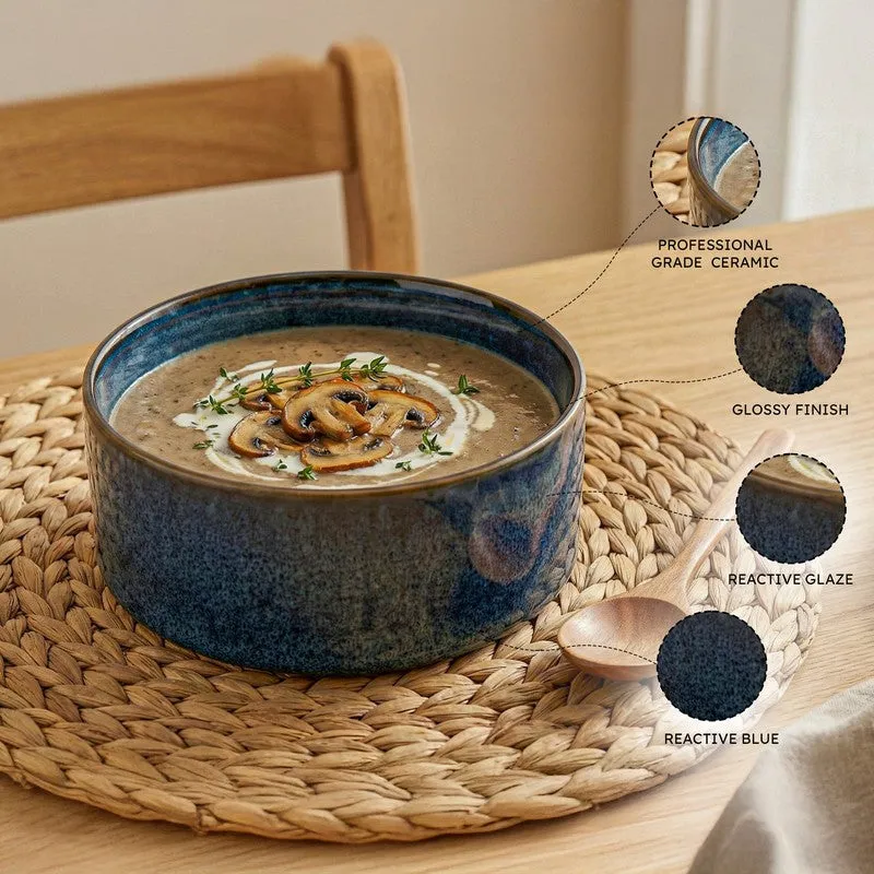 Whimsi Ceramic Soup Bowls (280 mL,Dark Blue) - Set Of Two media 4