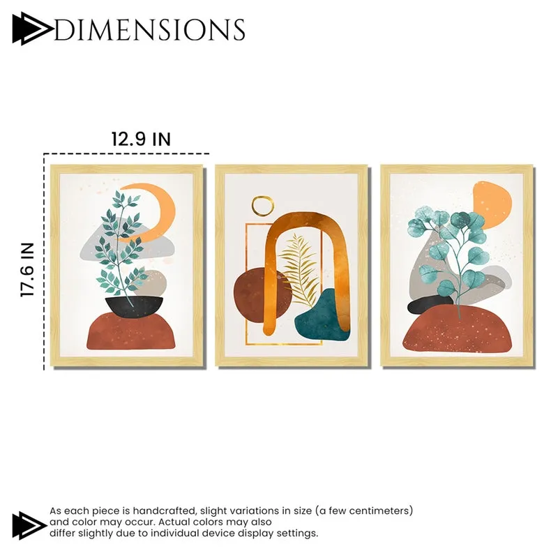 Verdelle Nature Inspired Abstract Wall Painting With Frame - Set Of Three media 7