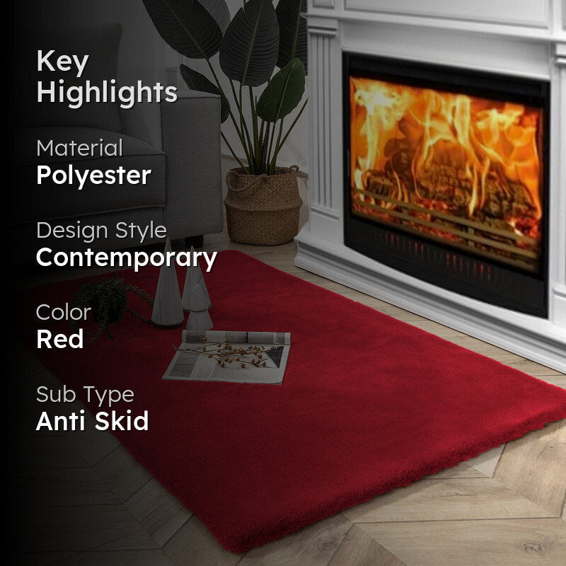 Ruffle Luxe Area Rug - Red media 2