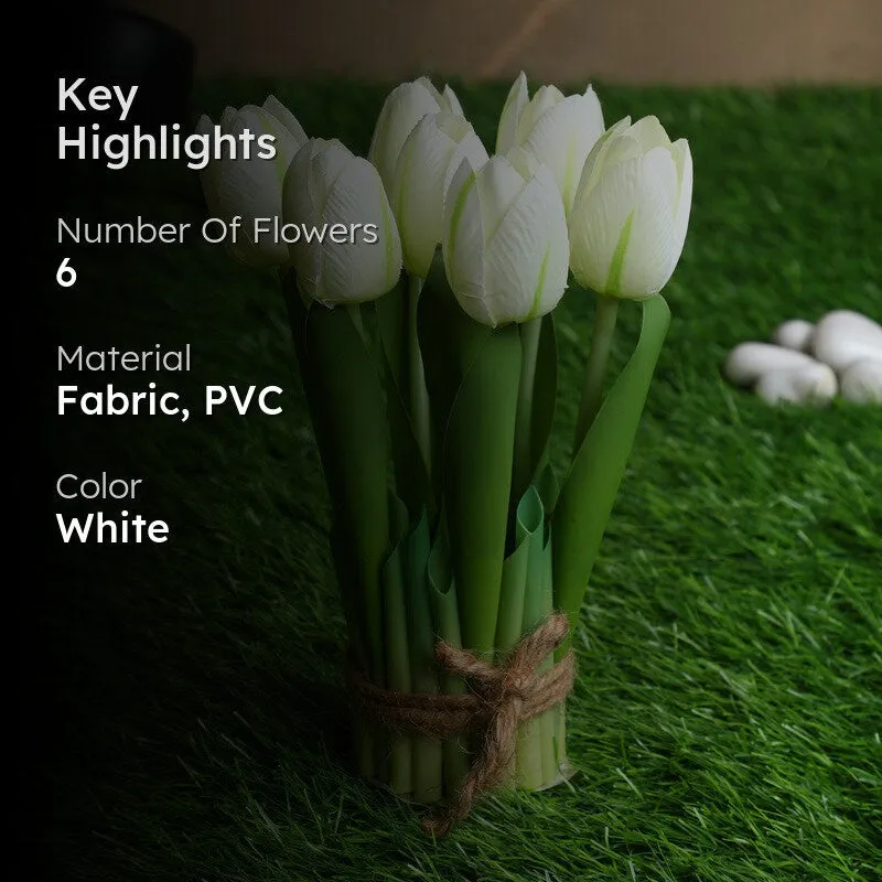 Realistic Artificial Tulip Bunch - White media 2