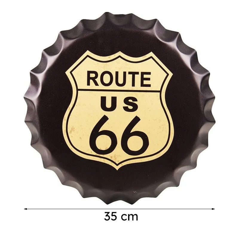 Route Us 66 Black Bottle Cap Metal Wall Accent media 8