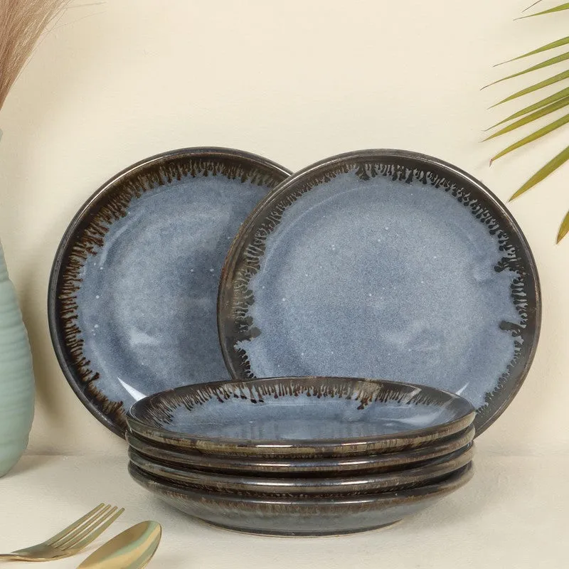Handcrafted Ceramic Quarter Plate (Blue) - Set Of Six media 1