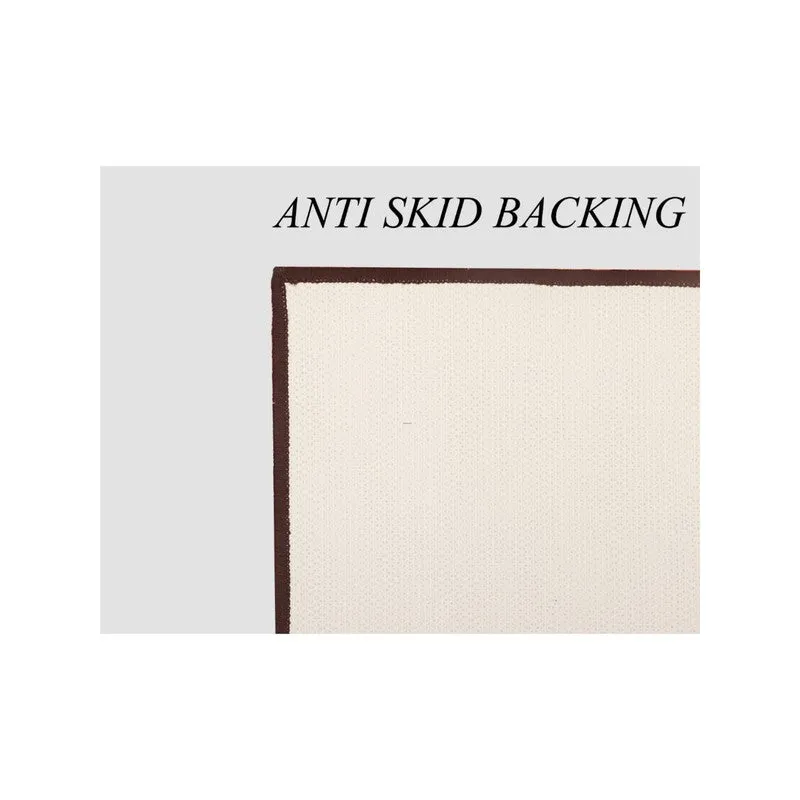 Back view of the rug showing anti-skid backing and dark edge