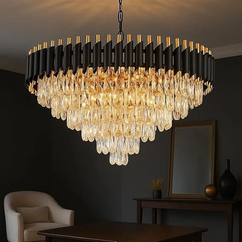Opulent Glow Metal Chandelier - Gold & Black media 1