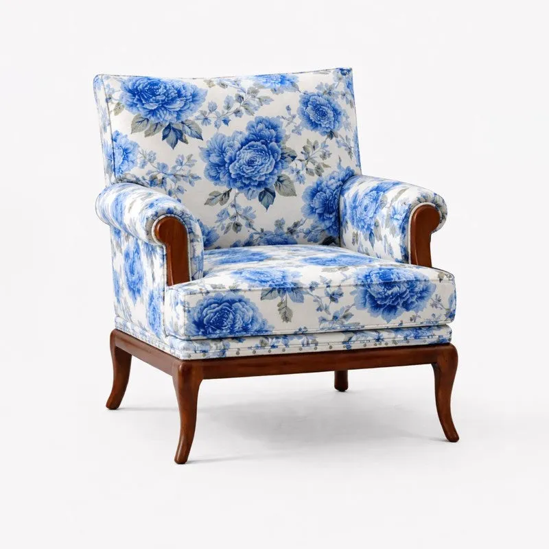 Yutaka Teak Wood & Velvet Lounge Chair media 4