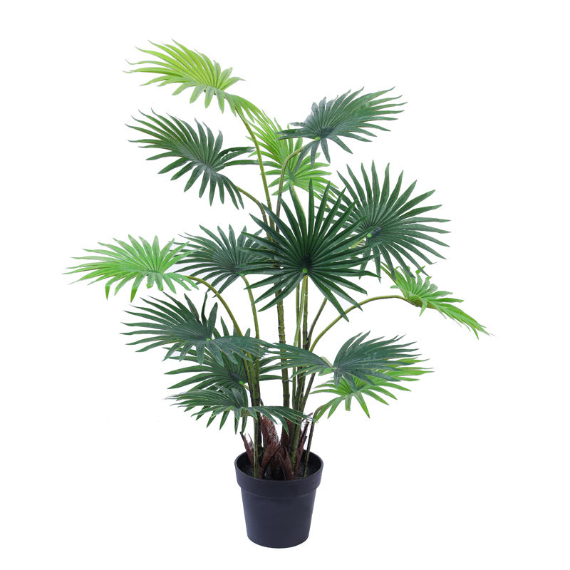 Artificial Realistic Fan Palm With Black Plastic Pot - 3.9 Feet media 5