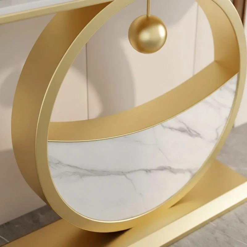 Circular Metal Console Table with Marble Top - Medium media 3