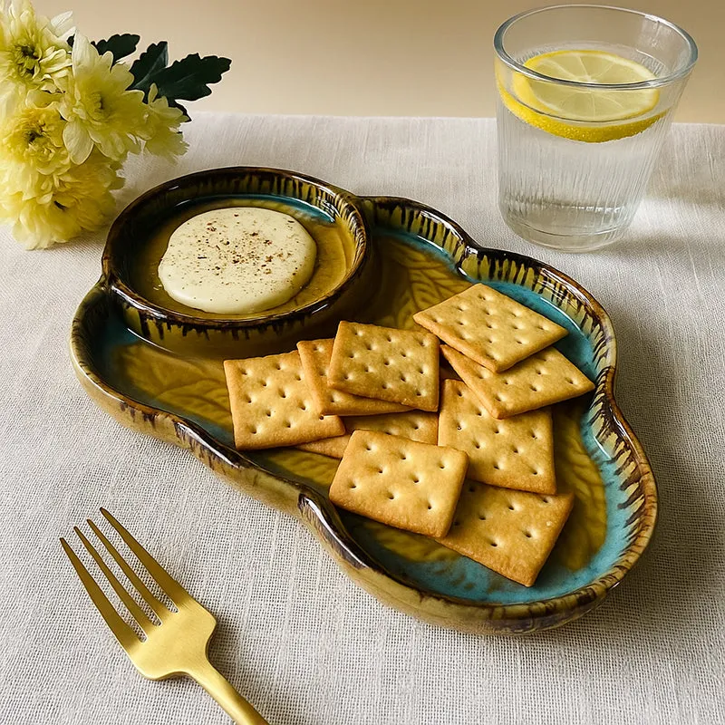 Cloud Glaze Ceramic Chip & Dip Platter media 1