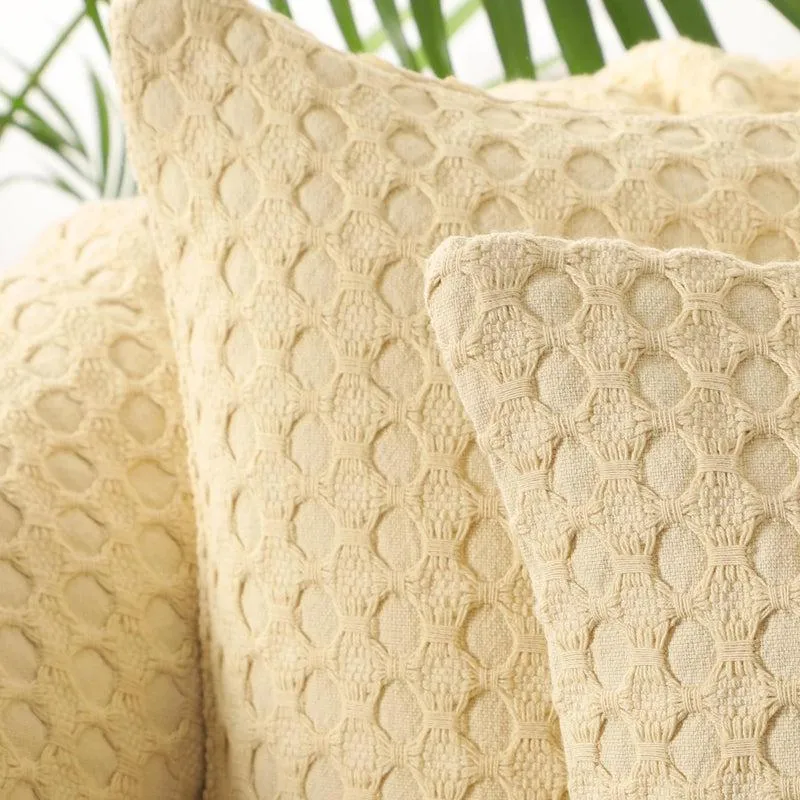 Saigon Street Solid Cotton Cushion Cover (Beige) - Set Of Two media 4