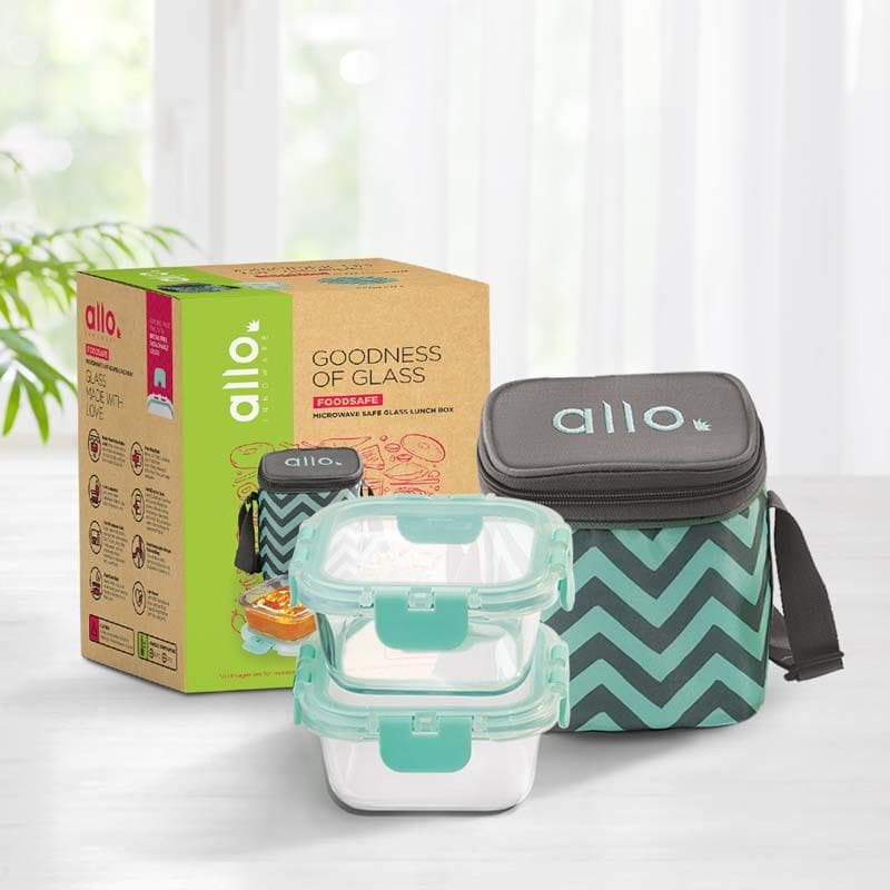 Jonas Lunchbox With Square Chevron Bag (310 ML) - Set Of Two media 3