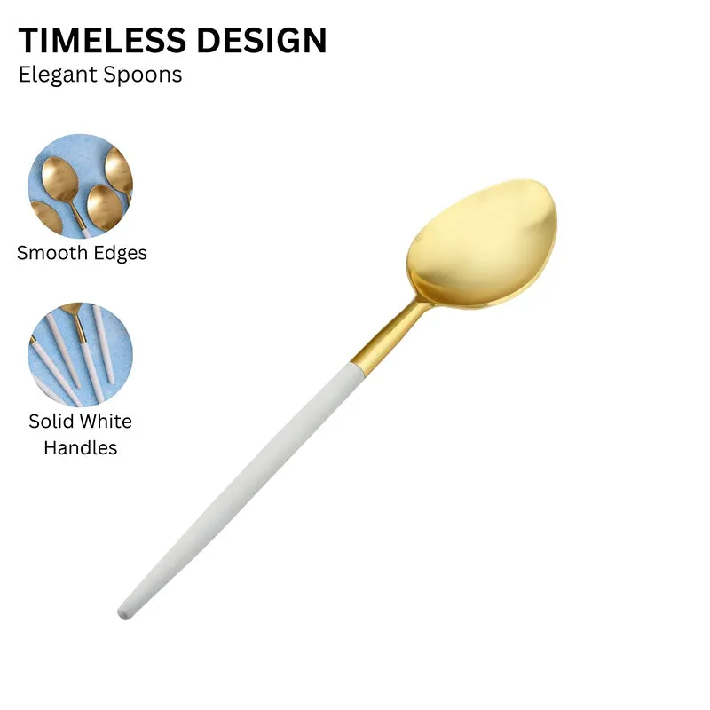 Stirling Stainless Steel Spoon Set (Gold & White) - Set Of Six media 6