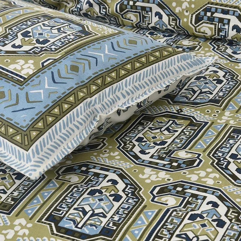 Mikaya Shine Cotton Bedsheet (Green,Blue) - 180 TC media 3