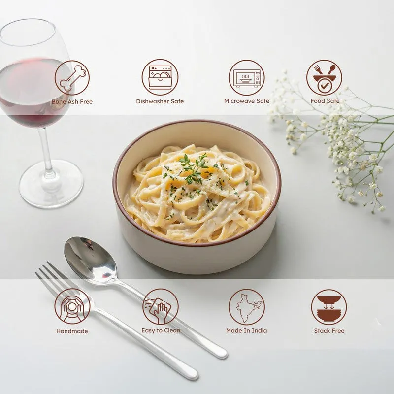Feastyn Ceramic Salad Bowl (White/350 mL) - Set of Four media 6