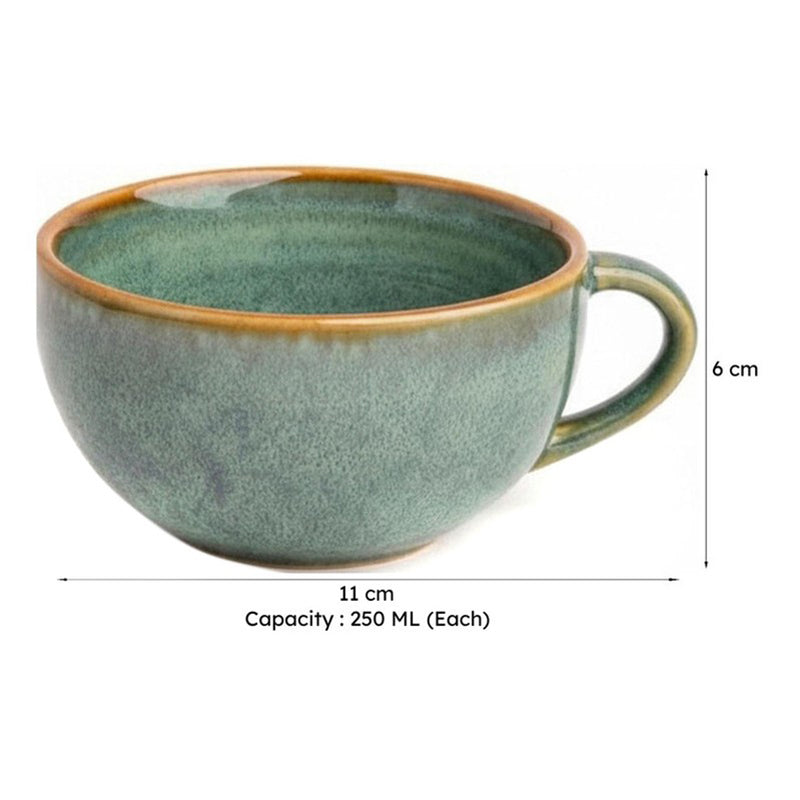 Cuddle Ceramic Tea Cup (250 mL Each),Light Green) - Set Of Four media 8