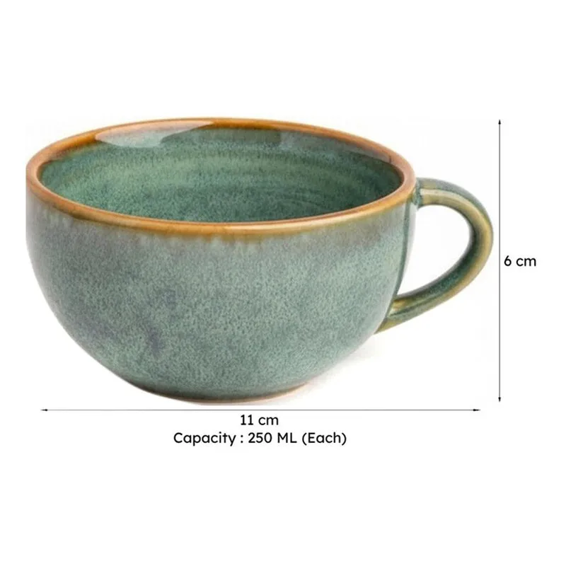 Cuddle Ceramic Tea Cup (250 mL Each),Light Green) - Set Of Four media 8