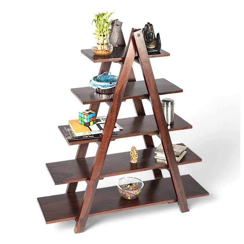 Uverox Sheesham Wooden Wall & Book Shelve - Dark Brown media 3